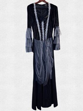 Leg Avenue Victorian Ball Gown Costume Black Gray Dress Large Goth Evil Queen